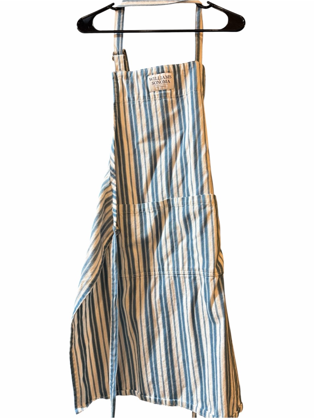 Williams Sonoma apron blue and White Cotton Care Label